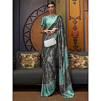 AKHILAM Womens Abstract Crepe Printed Saree With Unstitched Blouse Piece GreyKLZE246004RJ