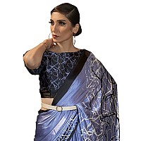 AKHILAM Womens Tie and Dye Crepe Printed Saree With Unstitched Blouse Piece BlueKLZE246012RJ