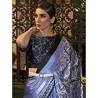 AKHILAM Womens Tie and Dye Crepe Printed Saree With Unstitched Blouse Piece BlueKLZE246012RJ