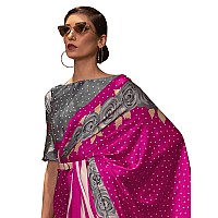 AKHILAM Womens Polka Dot Crepe Printed Saree With Unstitched Blouse Piece PinkKLZE246008RJ