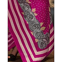 AKHILAM Womens Polka Dot Crepe Printed Saree With Unstitched Blouse Piece PinkKLZE246008RJ