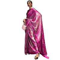 AKHILAM Womens Tie and Dye Crepe Printed Saree With Unstitched Blouse Piece PinkKLZE246014RJ