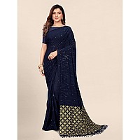 Pratham Blue Womens Sequins Georgette Fancy Saree With Blouse Piece (AM-294_Blue)