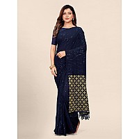 Pratham Blue Womens Sequins Georgette Fancy Saree With Blouse Piece (AM-294_Blue)