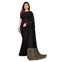 Pratham Blue Womens Sequins Georgette Fancy Saree With Blouse Piece (AM-290_Black)