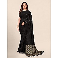 Pratham Blue Womens Sequins Georgette Fancy Saree With Blouse Piece (AM-290_Black)