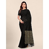 Pratham Blue Womens Sequins Georgette Fancy Saree With Blouse Piece (AM-290_Black)