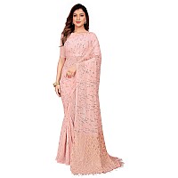 Pratham Blue Womens Sequins Georgette Fancy Saree With Blouse Piece (AM-300_Rose Pink)