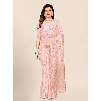 Pratham Blue Womens Sequins Georgette Fancy Saree With Blouse Piece (AM-300_Rose Pink)