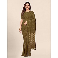 Pratham Blue Womens Sequins Georgette Fancy Saree With Blouse Piece AM298Olive Green