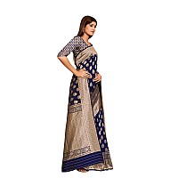 Palvan Sarees for Women Banarasi Kanjivaram Silk Woven Sari | Indian Wedding Saree Unstitched Blouse (N.BLUE)