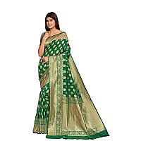 Palvan Sarees for Women Banarasi Kanjivaram Silk Woven Sari Indian Wedding Saree Unstitched Blouse GREEN