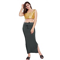 RANI SAAHIBA Womens Stretchy Slim Fishcut Petticoat Cotton Saree ShapewearSHP43LXLSteel Grey