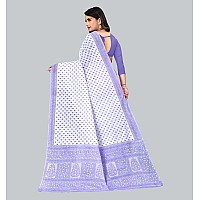 Ratan Womens Plain Cotton Saree Without Blouse Piece Amri102LavWhite Lavender