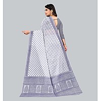 Ratan Womens Plain Cotton Saree Without Blouse Piece Amri102GreyWhite Grey