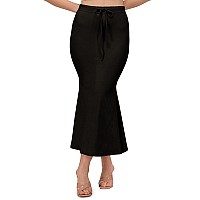 Bureaucrat Saree Shapewear Petticoat for Women Cotton Blended Lycra Shaper Peticoat with Elastic & Lace (naada) Long Under Skirt Shape wear Dress Satin Sari Beige Fishcut Wrinkle Free (Large, Black)