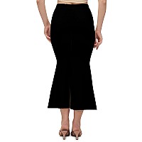 Bureaucrat Saree Shapewear Petticoat for Women Cotton Blended Lycra Shaper Peticoat with Elastic & Lace (naada) Long Under Skirt Shape wear Dress Satin Sari Beige Fishcut Wrinkle Free (Large, Black)