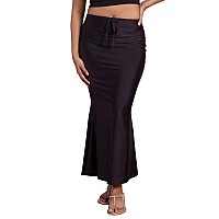 NYKD Everyday Saree Petticoat for Women - Shapewear with Drawstring, Side Slit, Mermaid Cut - Saree Shapewear, NYOE01, Black, M, 1N