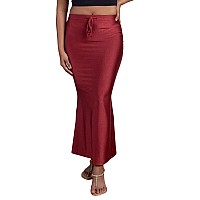 NYKD Everyday Saree Petticoat for Women - Shapewear with Drawstring, Side Slit, Mermaid Cut - Saree Shapewear, NYOE01, Maroon, L, 1N