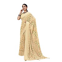 Amazon Brand - Anarva Womens Geometric Printed Light Weight Georgette Saree With Woven Design & Border With Unstitched Blouse Piece (prada-circle-yellow)