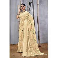 Amazon Brand - Anarva Womens Geometric Printed Light Weight Georgette Saree With Woven Design & Border With Unstitched Blouse Piece (prada-circle-yellow)