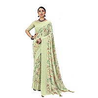 Amazon Brand - Anarva Womens Geometric Printed Light Weight Georgette Saree With Woven Design & Border With Unstitched Blouse Piece (prada-abstract-green)