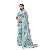 Amazon Brand - Anarva Womens Geometric Printed Light Weight Georgette Saree With Woven Design & Border With Unstitched Blouse Piece (prada-circle-pink)