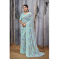 Amazon Brand - Anarva Womens Geometric Printed Light Weight Georgette Saree With Woven Design & Border With Unstitched Blouse Piece (prada-circle-pink)