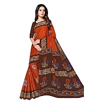 TAMAIRA FASHION Womens Plain Weave Pure Cotton Saree Without Blouse PieceAB36RustBrown