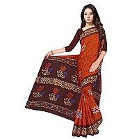 TAMAIRA FASHION Womens Plain Weave Pure Cotton Saree Without Blouse PieceAB36RustBrown