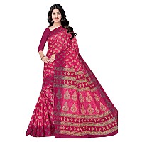 TAMAIRA FASHION Womens Plain Weave Pure Cotton Saree Without Blouse PieceAB35DarkPink