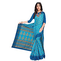 TAMAIRA FASHION Womens Plain Weave Pure Cotton Saree Without Blouse PieceAB35Turquoise