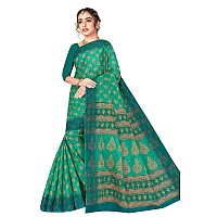 TAMAIRA FASHION Womens Plain Weave Pure Cotton Saree Without Blouse PieceAB35Seagreen