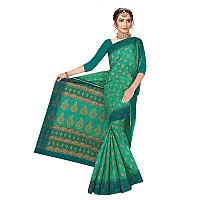 TAMAIRA FASHION Womens Plain Weave Pure Cotton Saree Without Blouse PieceAB35Seagreen