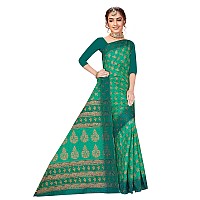 TAMAIRA FASHION Womens Plain Weave Pure Cotton Saree Without Blouse PieceAB35Seagreen