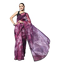 Womanista Womens Purple Abstract Print Organza Saree(TI2890_Purple_Onesize)