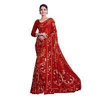 Jaanvi Fashion Womens Woven Crepe Saree With Unstitched Blouse Piece (Ultra-Shape-9808-A_Fire Red)