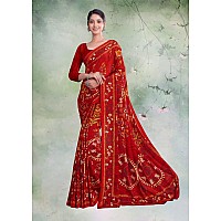 Jaanvi Fashion Womens Woven Crepe Saree With Unstitched Blouse Piece (Ultra-Shape-9808-A_Fire Red)