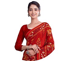 Jaanvi Fashion Womens Woven Crepe Saree With Unstitched Blouse Piece (Ultra-Shape-9808-A_Fire Red)