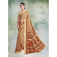 Jaanvi Fashion Womens Woven Crepe Saree With Unstitched Blouse Piece (Ultra-Shape-9807-B_Peach Yellow)