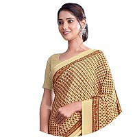 Jaanvi Fashion Womens Woven Crepe Saree With Unstitched Blouse Piece (Ultra-Shape-9807-B_Peach Yellow)