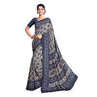 Jaanvi Fashion Womens Woven Crepe Saree With Unstitched Blouse Piece (Ultra-Shape-9806-A_Metallic Silver)