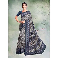 Jaanvi Fashion Womens Woven Crepe Saree With Unstitched Blouse Piece (Ultra-Shape-9806-A_Metallic Silver)