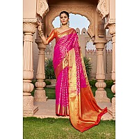 SWORNOF Womens Patola Silk Saree With Unstitched Boluse Piece RANI