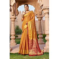 SWORNOF Womens Patola Silk Saree With Unstitched Boluse Piece MUSTRUD