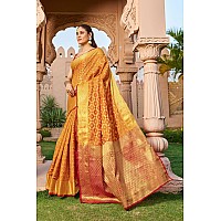 SWORNOF Womens Patola Silk Saree With Unstitched Boluse Piece MUSTRUD