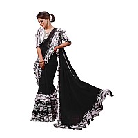 SM TRENDZ Bollywood Shibori Printed Georgette Ruffle Saree