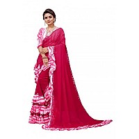 SM TRENDZ Womens Pink Bollywood Shibori Printed Georgette Ruffle Saree