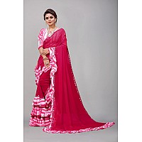 SM TRENDZ Womens Pink Bollywood Shibori Printed Georgette Ruffle Saree