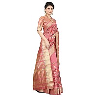 SERONA FABRICS Womens Assam Cotton Silk With Golden Border Thread Embroidered Banarasi Saree With Blouse Piece